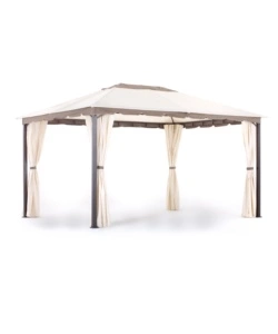 GAZEBO DA ESTERNO "ROMA" IN METALLO VERNICIATO COLORE ECRU, 3X4 M